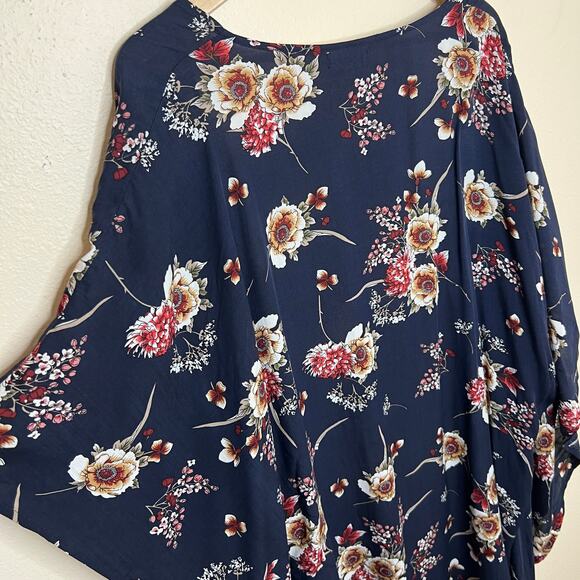 Amaryllis Dark Navy Floral Print Kimono S/M - Picture 7 of 10
